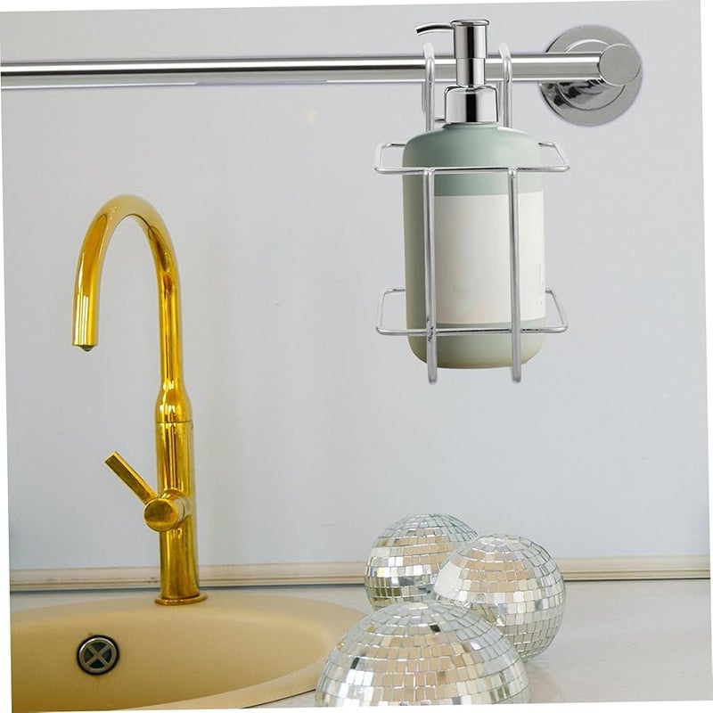 Stainless Steel Soap Dispenser Holder No Drilling Required Rustproof Wall Mounted Organizer - Image 4